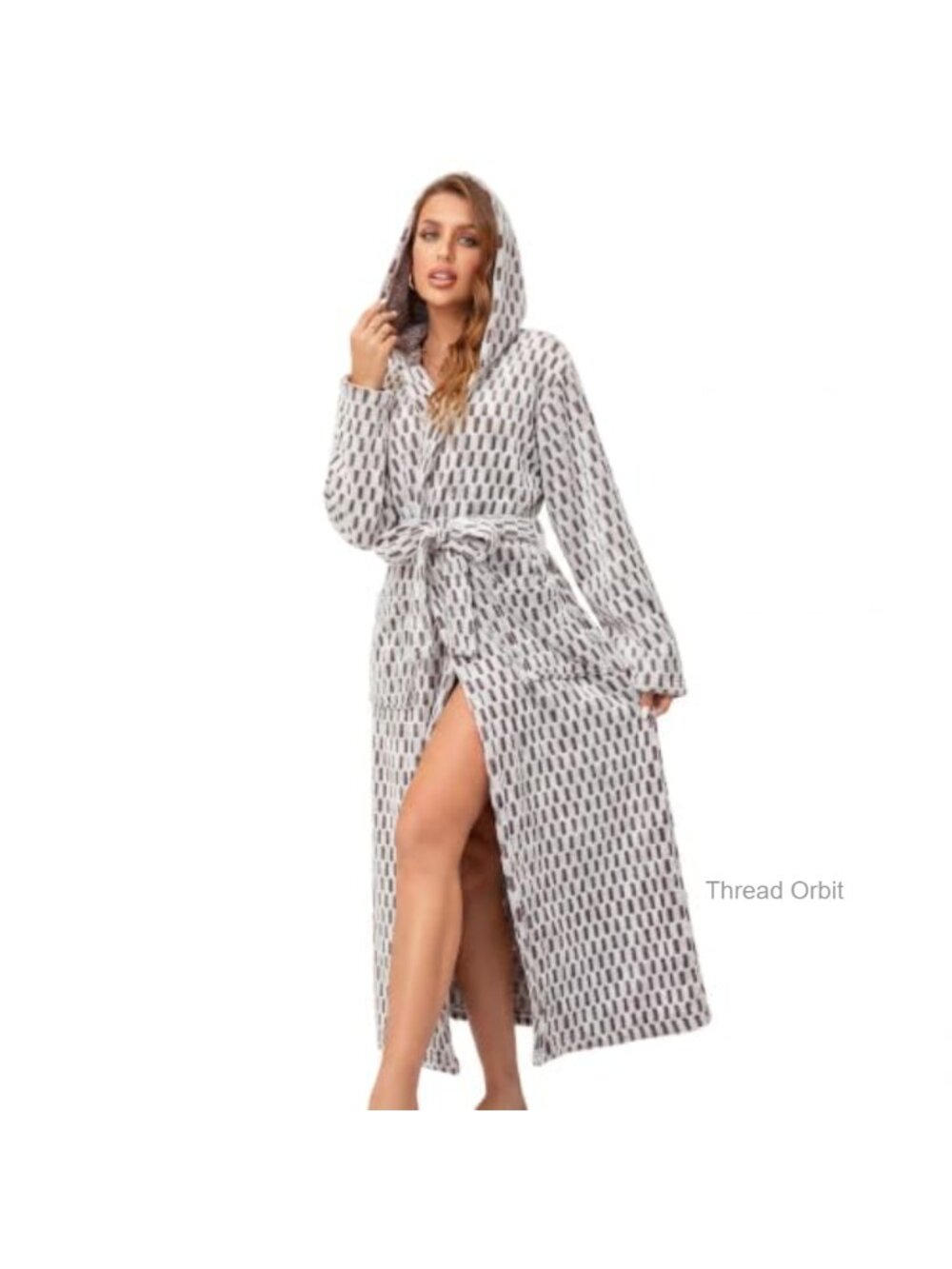 Women's Plush Hooded Robe Bathrobe Warm Cozy Sleepwear